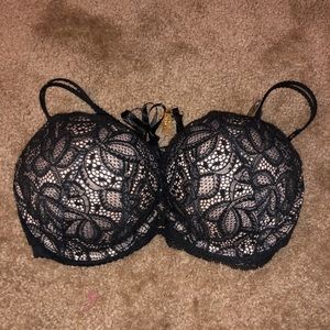 NEW! VS BOMBSHELL BLACK FLORAL LACE BRA, w/ TASSLE